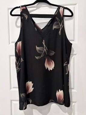 Eclipse Black Blouse with Pink Floral Accents